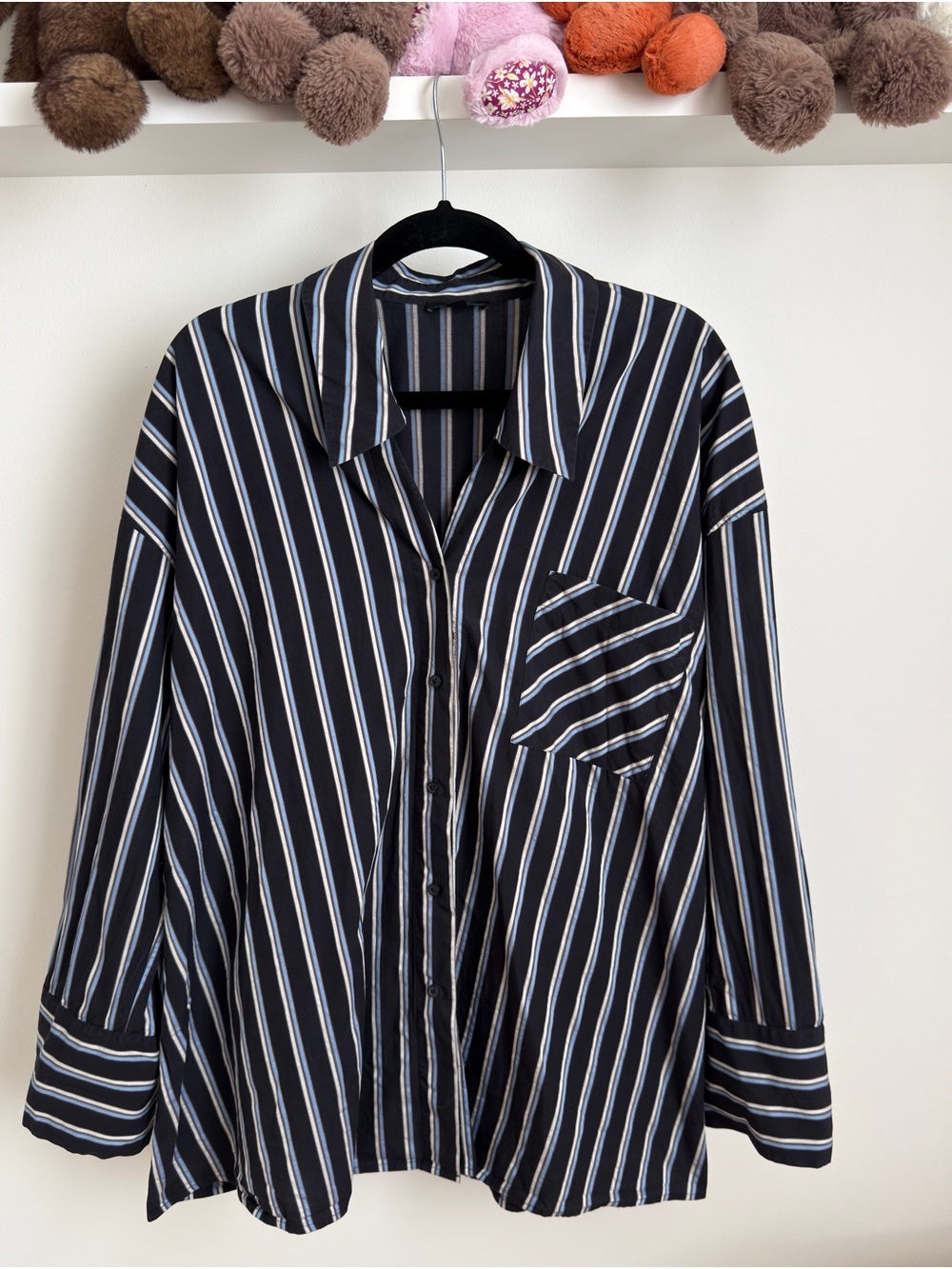 COS Striped Asymmetrical Oversized Cotton Shirt Size 6